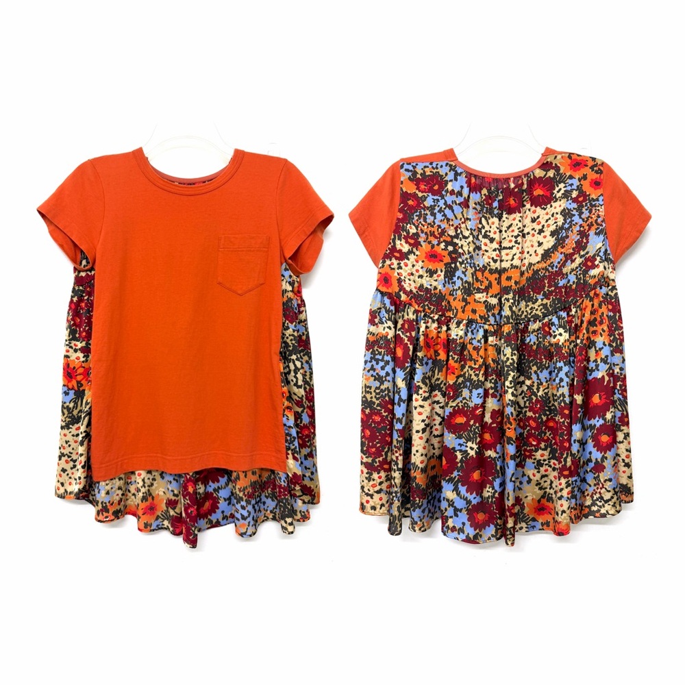 Sacai Orange Floral T Shirt Tee Colorful Rainbow Dots Drape Back 3 L